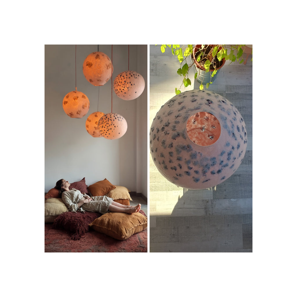 Constelación, lámpara de lana merino.